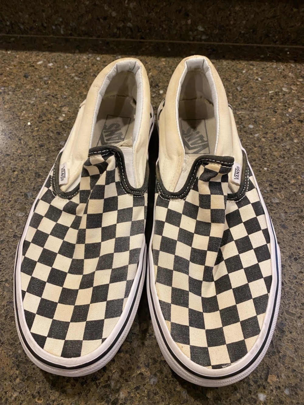 Vans Slip-On Checkerboard Canvas Sneakers - Black & Cream